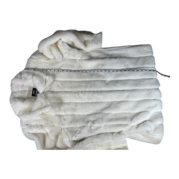 Dennis Basso Faux Fur Coat Women’s Large White Zip-Up Plush Jacket Vintage Y2K - Picture 7 of 12